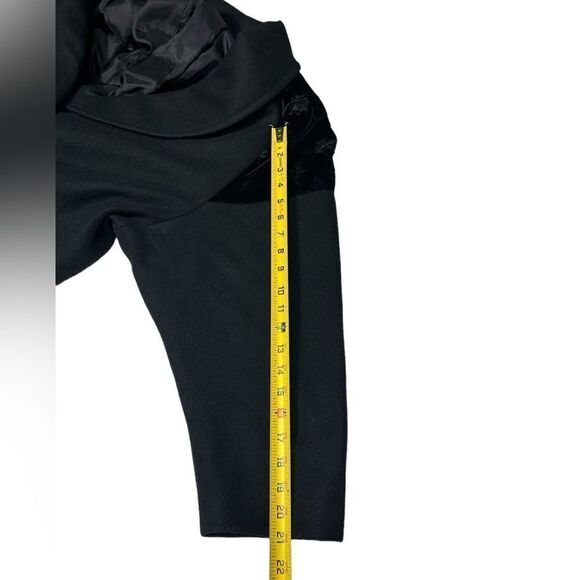 Vintage Basile Italian Wool Coat Long Black Coat Warm Winter Peacoat Two Button - Picture 11 of 11